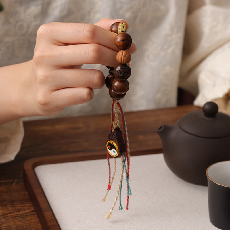 Nimara Ritual Tibet Lightning Struck Jujube Wood Yin Yang Luck Bracelet