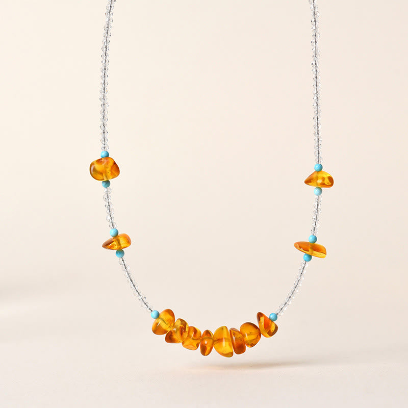 Nimara Ritual White Crystal Bead Irregular Amber Clarity Necklace Pendant