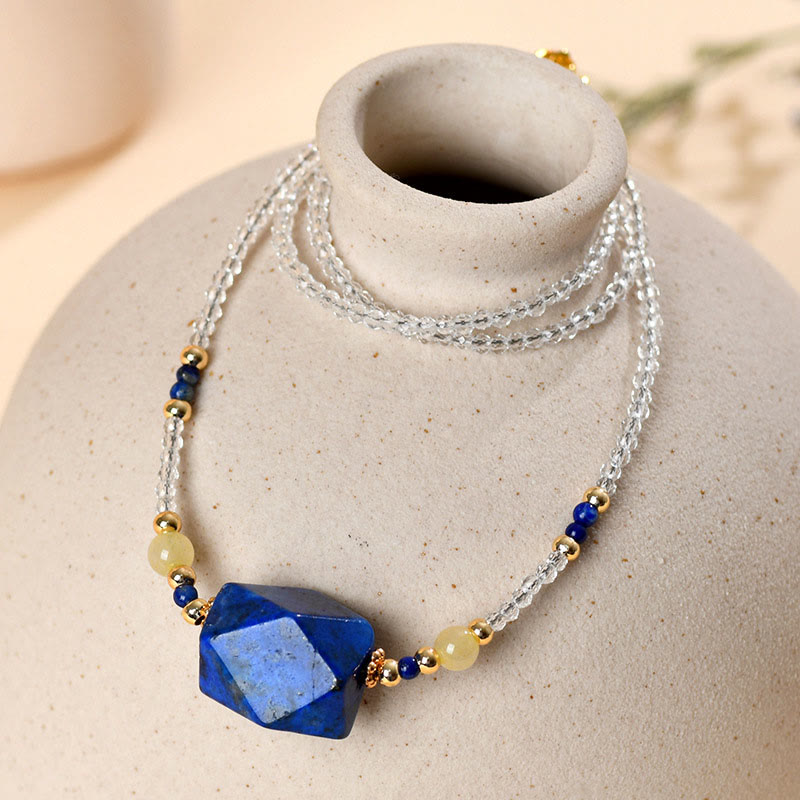 Nimara Ritual White Crystal Lazurite Healing Meditation Necklace Pendant