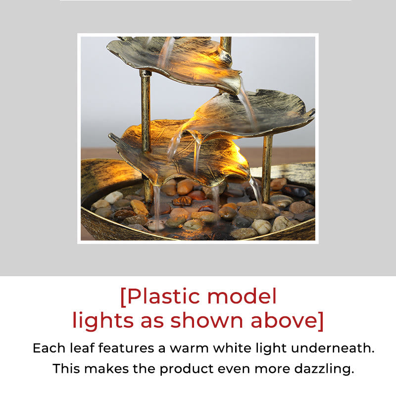 Nimara Ritual Lotus Leaf Shaped Waterfall Fountain Tabletop Ornaments With LED Light Home Office Desktop Decoration