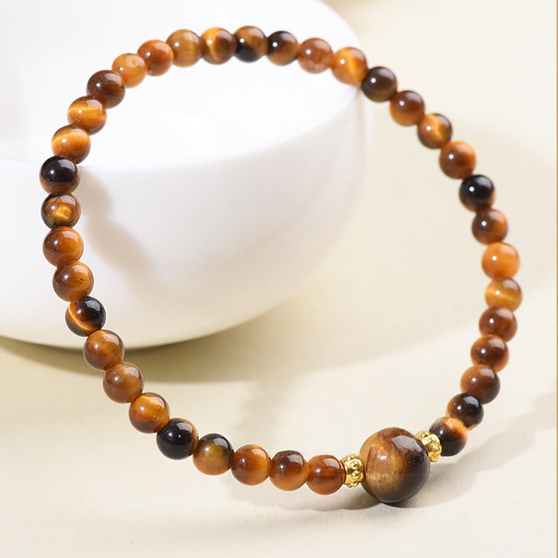 Nimara Ritual Tiger Eye Black Obsidian Courage Beads Bracelet