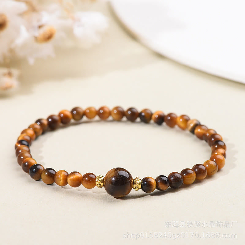 Nimara Ritual Tiger Eye Black Obsidian Courage Beads Bracelet