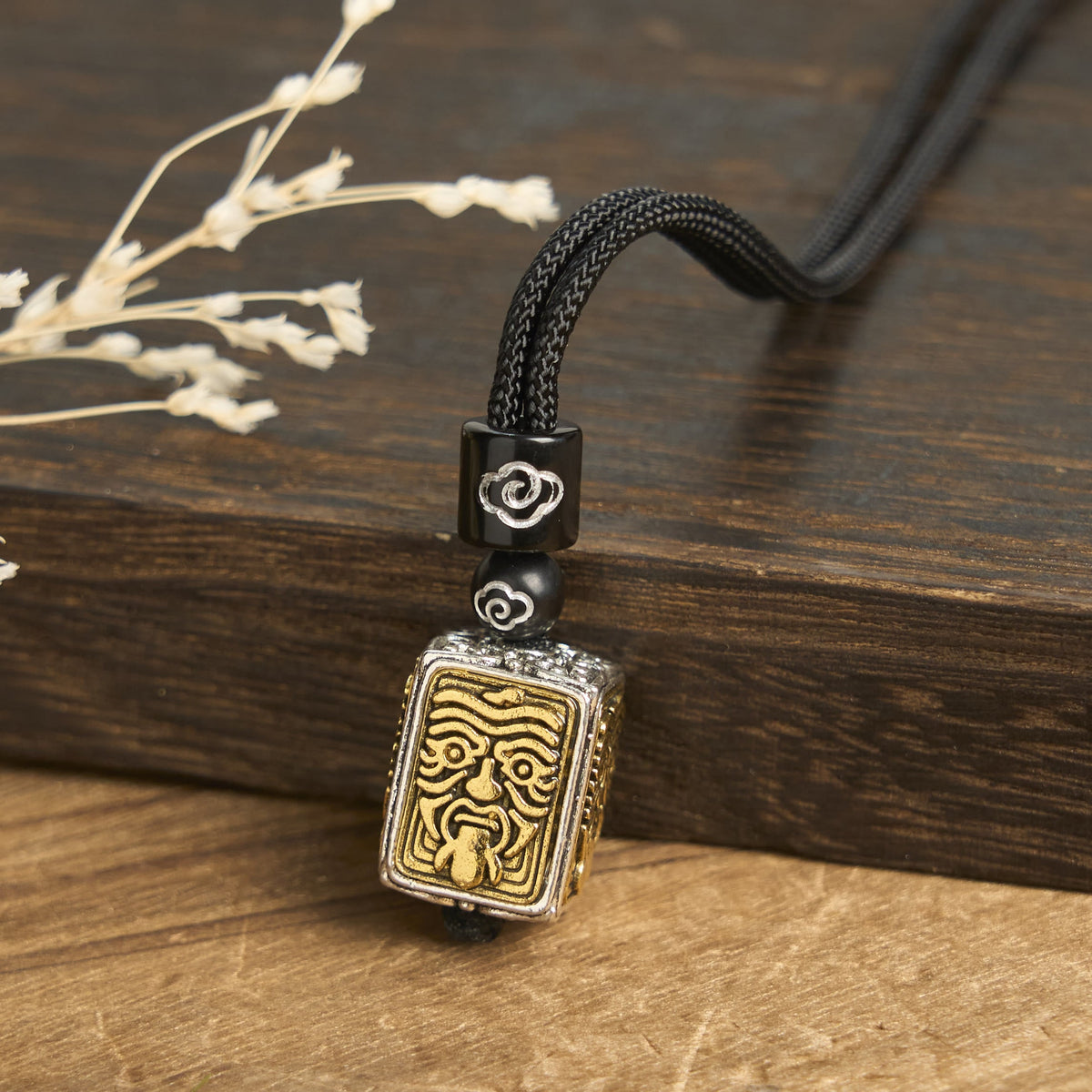 Nimara Ritual Tibetan Zakiram Goddess Of Wealth Protection Rope Square Necklace Pendant