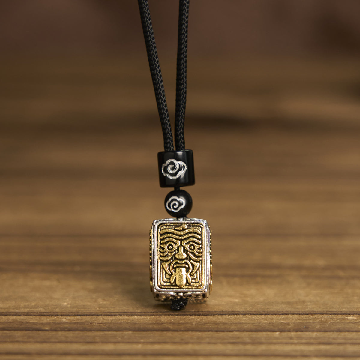 Nimara Ritual Tibetan Zakiram Goddess Of Wealth Protection Rope Square Necklace Pendant