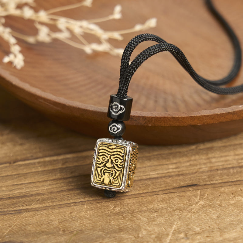 Nimara Ritual Tibetan Zakiram Goddess Of Wealth Protection Rope Square Necklace Pendant