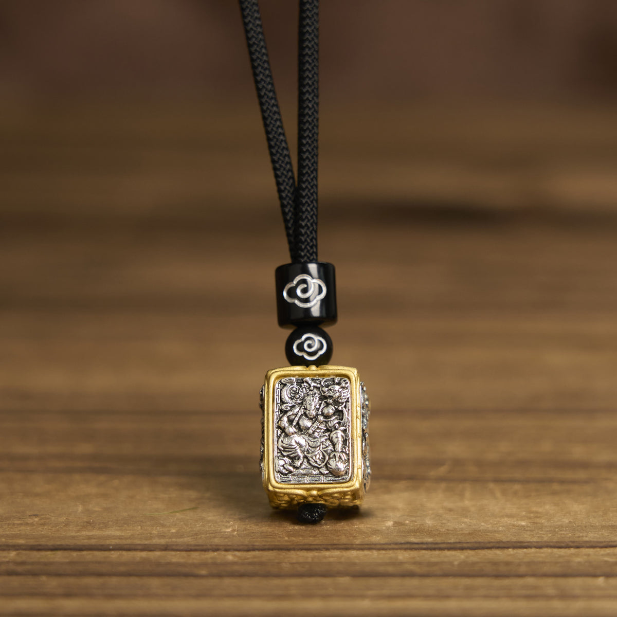 Nimara Ritual Tibetan Zakiram Goddess Of Wealth Protection Rope Square Necklace Pendant