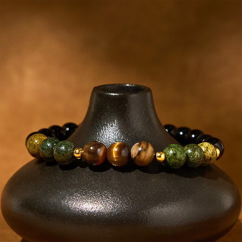 Nimara Ritual Turquoise Tiger Eye Beads Glass Balance Serenity Bracelet