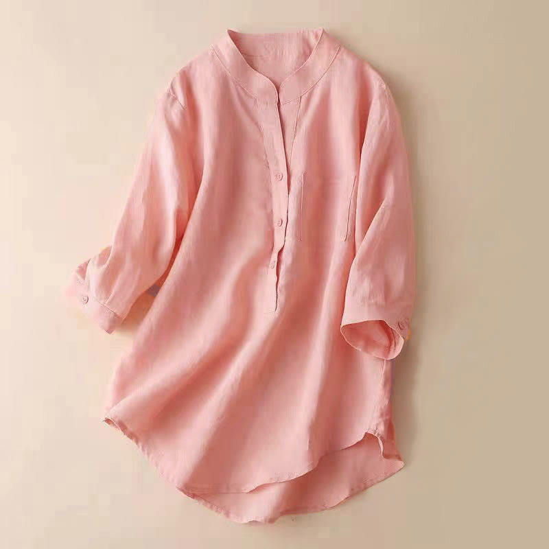 Nimara Ritual Casual Women's V-neck Three Quarter Sleeve Design Plain Shirt