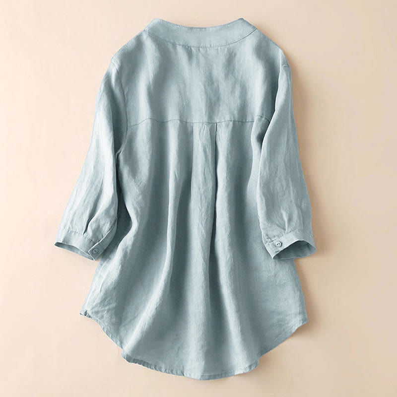 Nimara Ritual Casual Women's V-neck Three Quarter Sleeve Design Plain Shirt