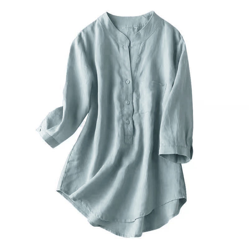 Nimara Ritual Casual Women's V-neck Three Quarter Sleeve Design Plain Shirt