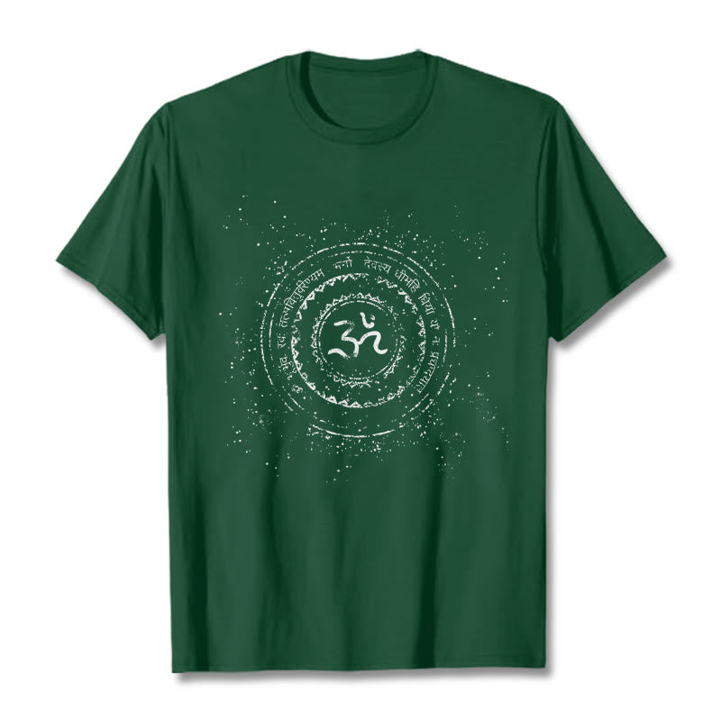 Nimara Ritual Mandala Om Symbol Mantra Pattern Tee Cotton T-shirt