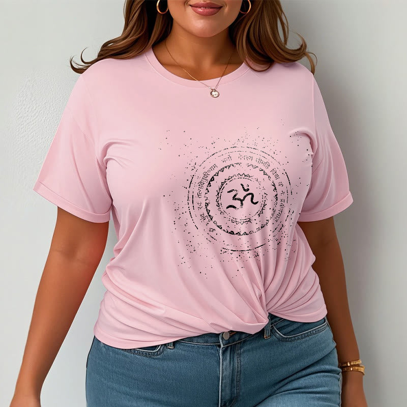 Nimara Ritual Mandala Om Symbol Mantra Pattern Tee Cotton T-shirt