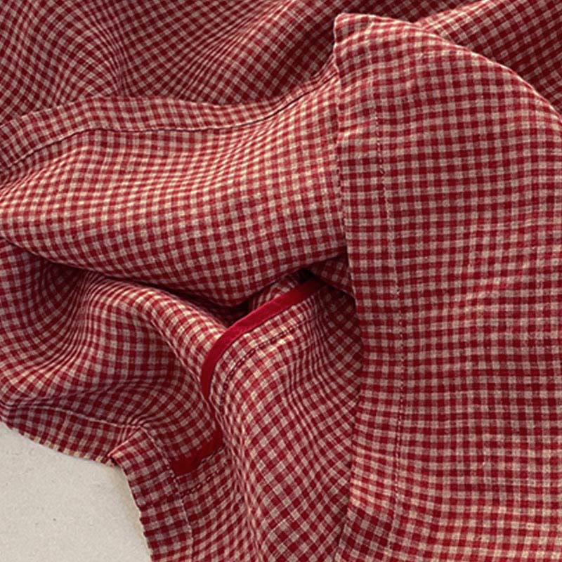 Nimara Ritual Casual Plain Handmade Plaid Midi Dress Cotton Sleeveless Dress With Pockets