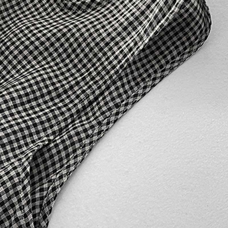 Nimara Ritual Casual Plain Handmade Plaid Midi Dress Cotton Sleeveless Dress With Pockets