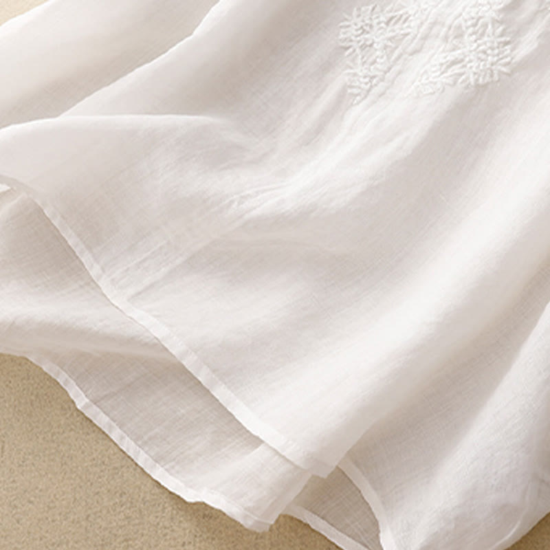Nimara Ritual V-Neck Lines Embroidery Women's Half Sleeve Shirt