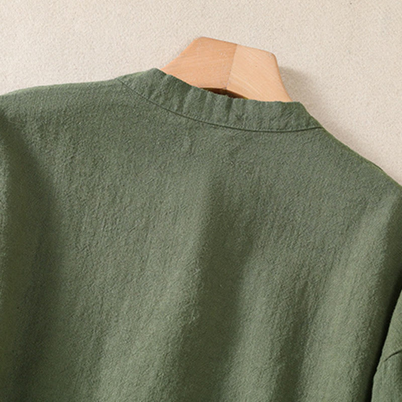 Nimara Ritual Casual Buttons Crew Neck Women's Long Sleeve Shirt With Pockets