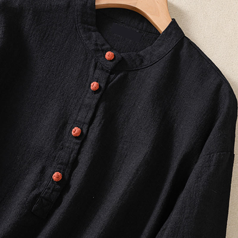 Nimara Ritual Casual Buttons Crew Neck Women's Long Sleeve Shirt With Pockets