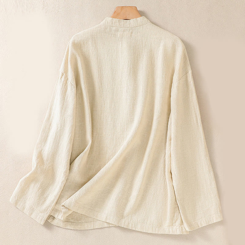 Nimara Ritual Casual Buttons Crew Neck Women's Long Sleeve Shirt With Pockets