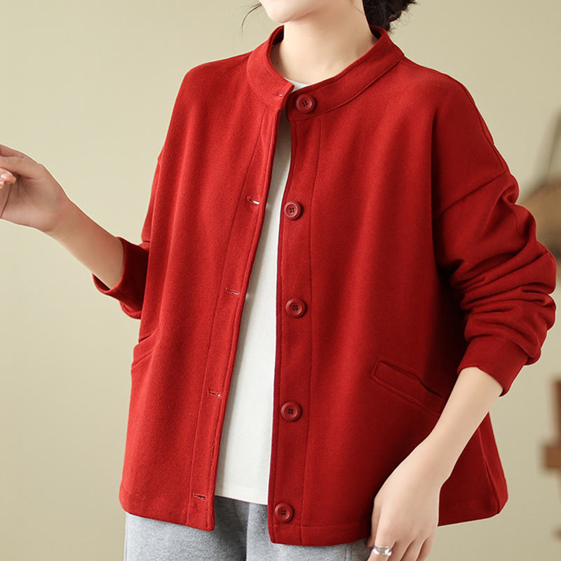 Nimara Ritual Solid Color Women's Long Sleeve Jacket With Pockets