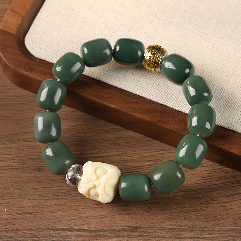 Nimara Ritual Bodhi Seed Om Mani Padme Hum Lion Head Peace Bracelet