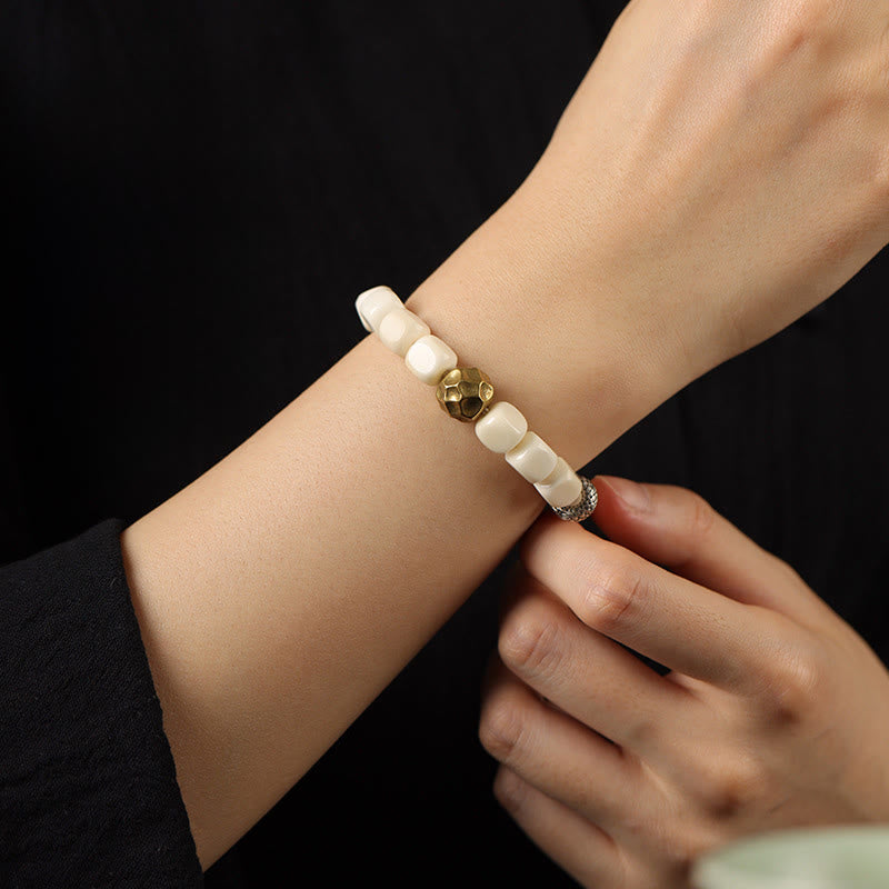 Nimara Ritual Bodhi Seed Hammered Copper Brass Calm Bracelet