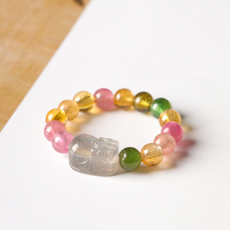 Nimara Ritual Natural Tourmaline Lucky Pearl Pixiu Amber Positive Love Ring