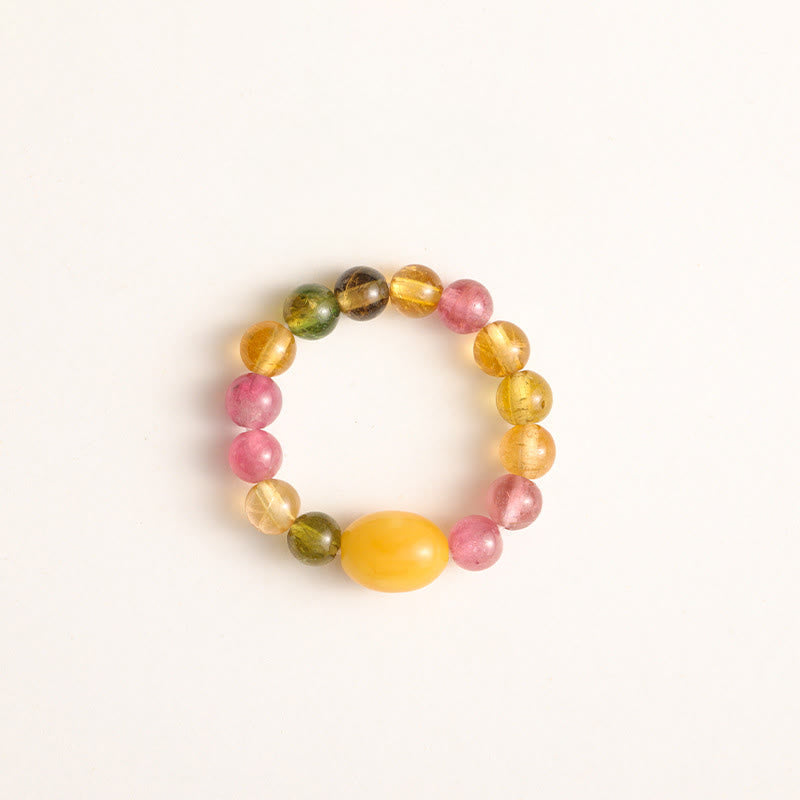 Nimara Ritual Natural Tourmaline Lucky Pearl Pixiu Amber Positive Love Ring