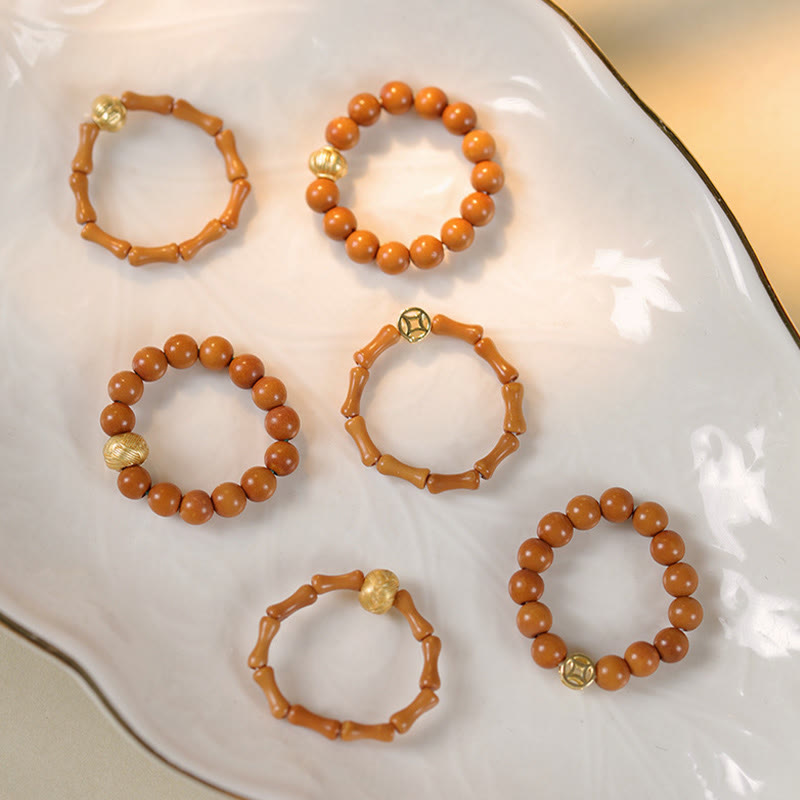 Nimara Ritual Olive Pit Bead Copper Coin Inner Strength Ring