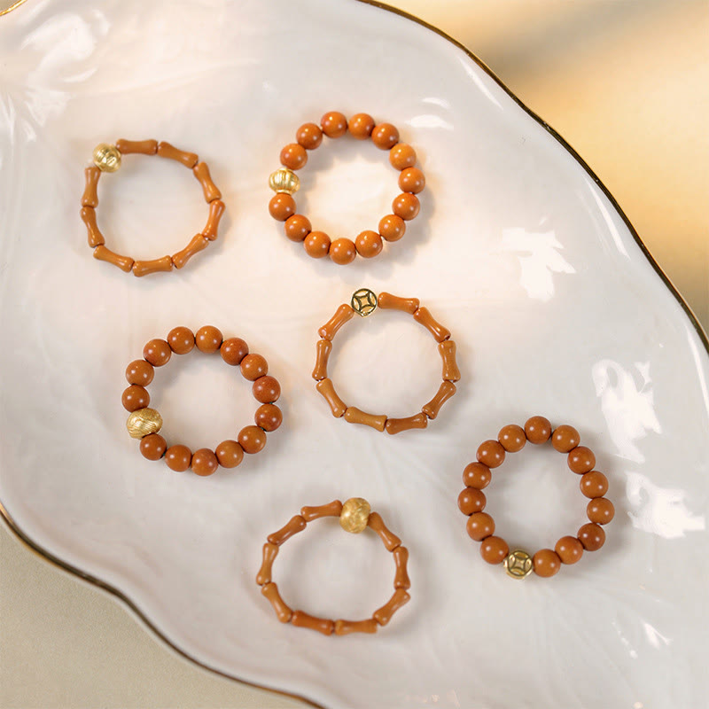 Nimara Ritual Olive Pit Bead Copper Coin Inner Strength Ring