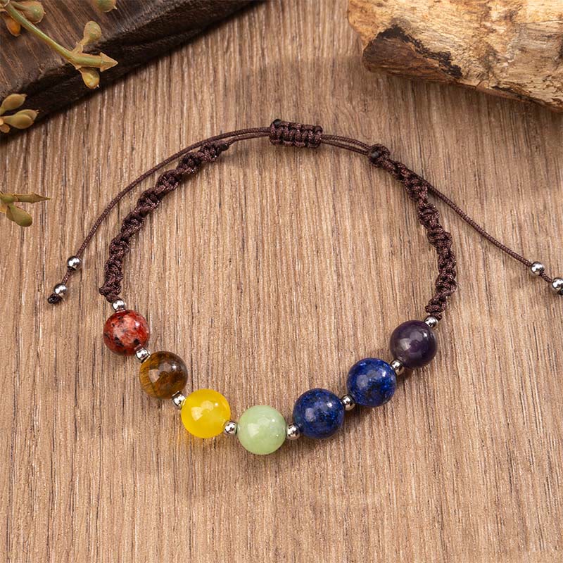 Nimara Ritual Natural Various Crystals Tiger Eye Amethyst Courage Rope Bracelet