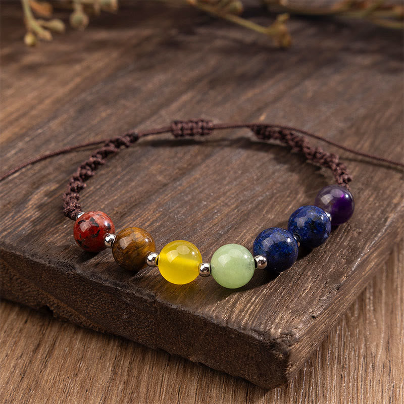 Nimara Ritual Natural Various Crystals Tiger Eye Amethyst Courage Rope Bracelet