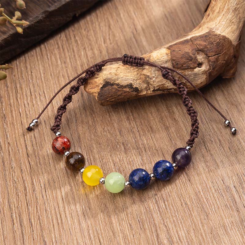 Nimara Ritual Natural Various Crystals Tiger Eye Amethyst Courage Rope Bracelet