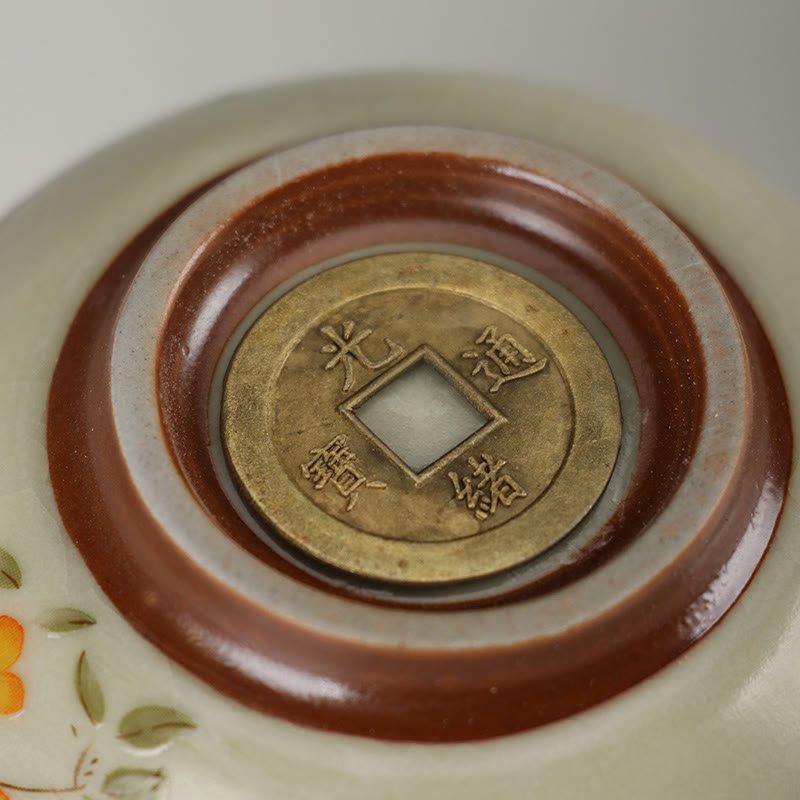 Nimara Ritual Bird On Branches Copper Coin Teacup Kung Fu Tea Cup