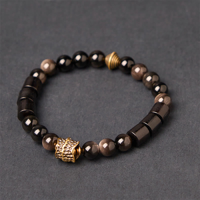 Nimara Ritual Silver Sheen Obsidian Ebony Protection Bracelet