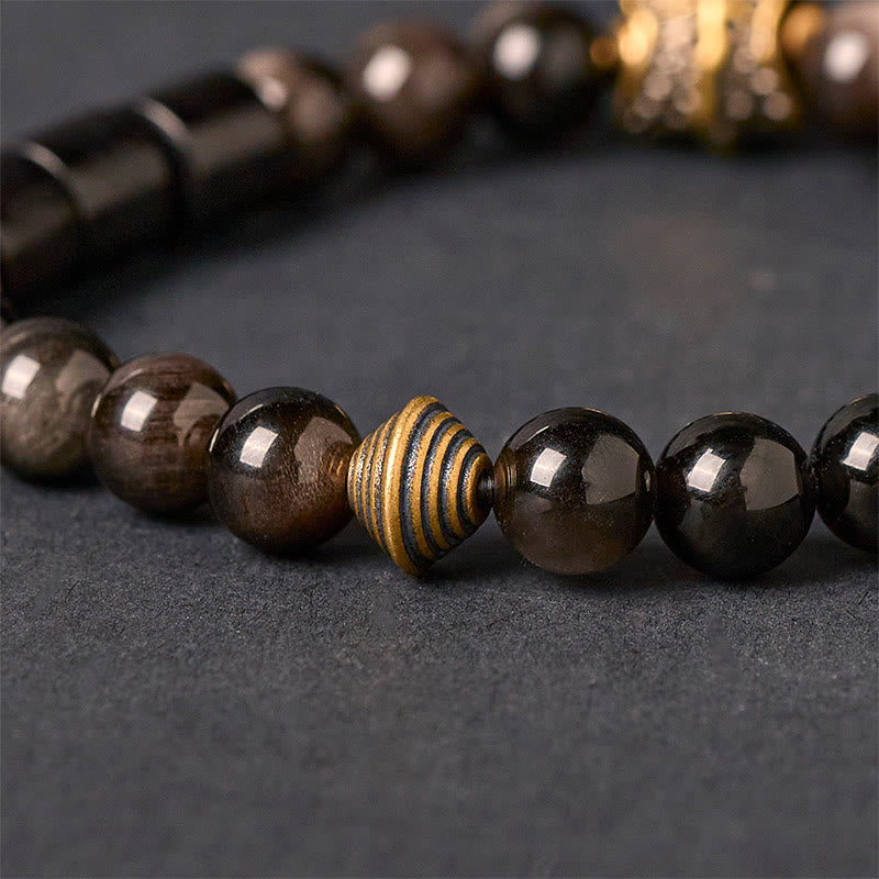 Nimara Ritual Silver Sheen Obsidian Ebony Protection Bracelet