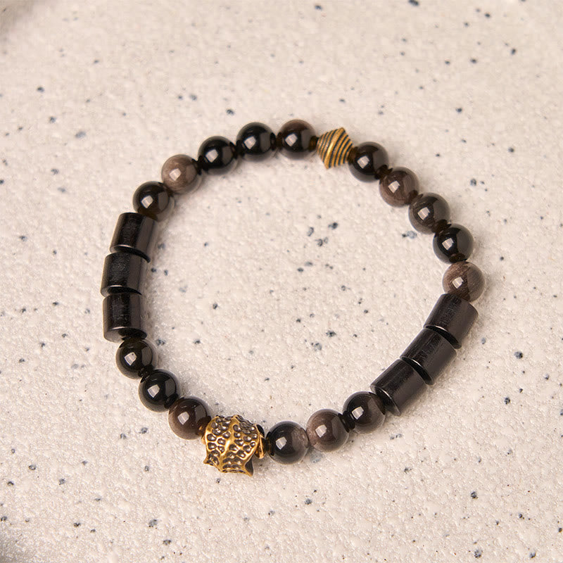 Nimara Ritual Silver Sheen Obsidian Ebony Protection Bracelet