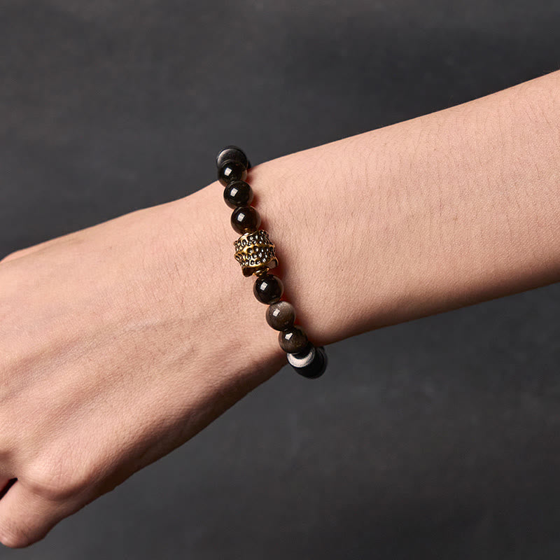 Nimara Ritual Silver Sheen Obsidian Ebony Protection Bracelet