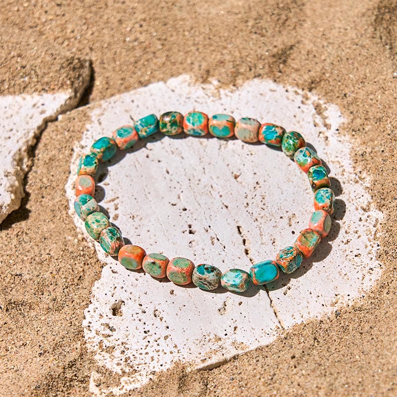 Nimara Ritual Natural Colorful Emperor Stone Oval Square Beads Anti-stress Bracelet
