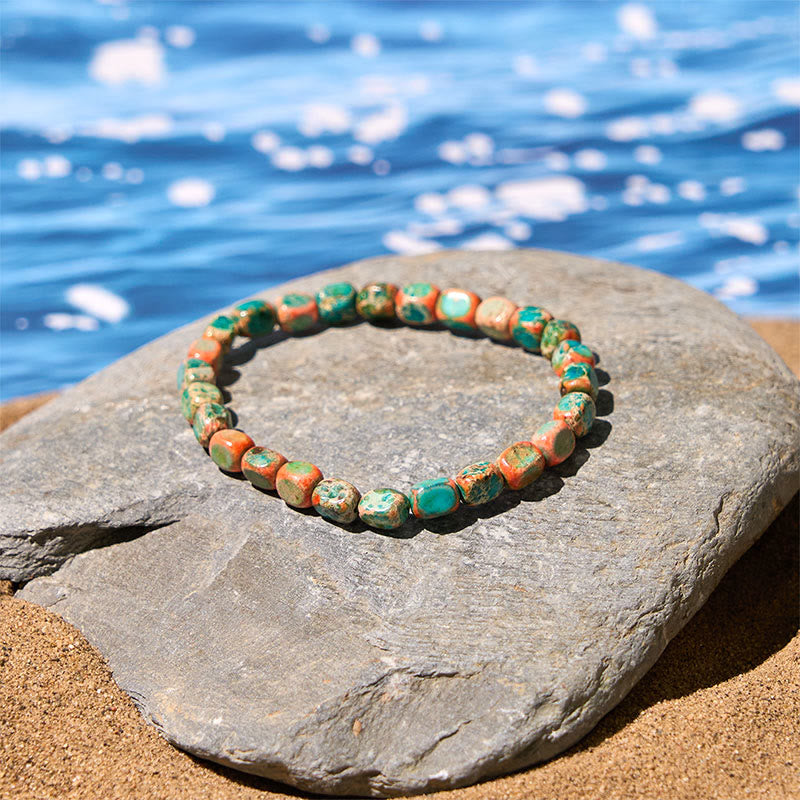 Nimara Ritual Natural Colorful Emperor Stone Oval Square Beads Anti-stress Bracelet