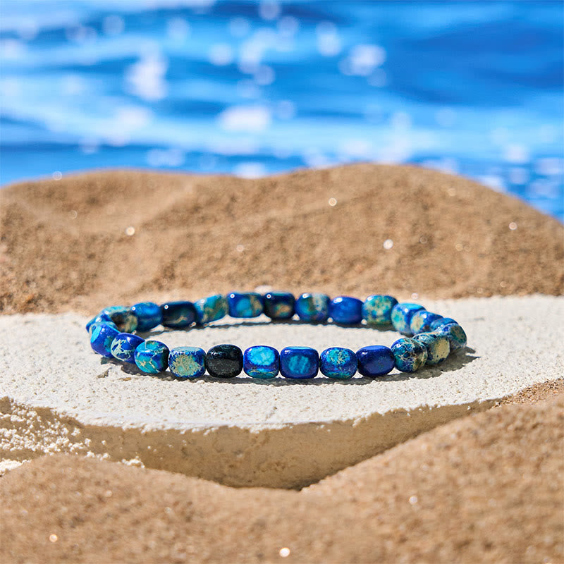 Nimara Ritual Natural Colorful Emperor Stone Oval Square Beads Anti-stress Bracelet