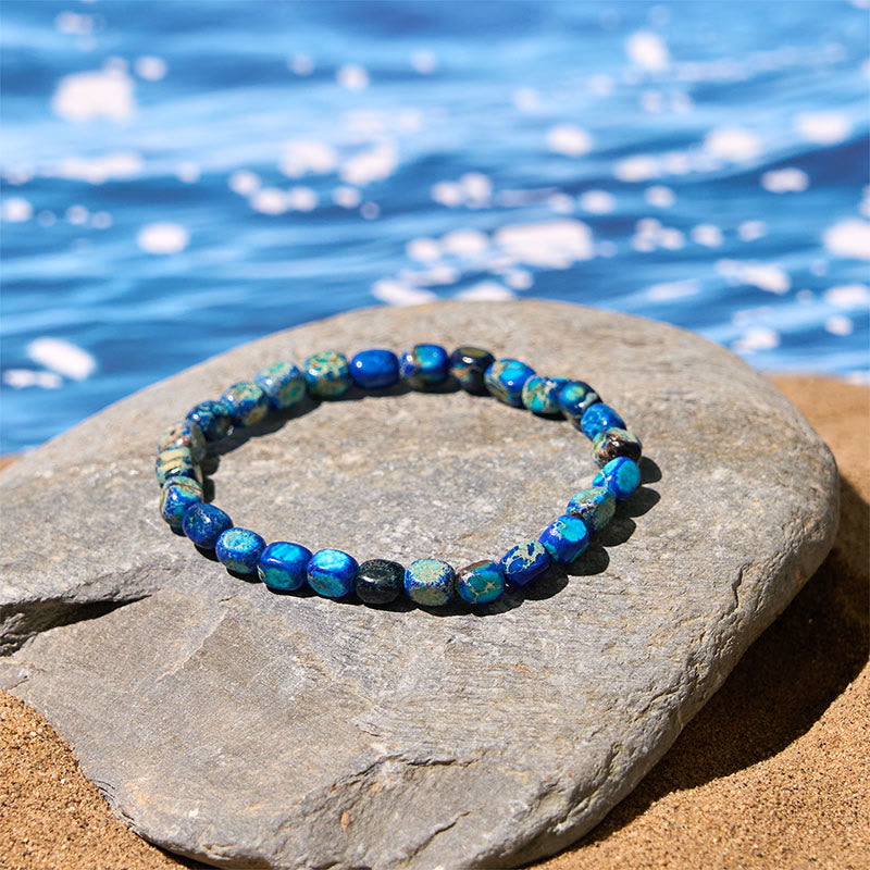 Nimara Ritual Natural Colorful Emperor Stone Oval Square Beads Anti-stress Bracelet