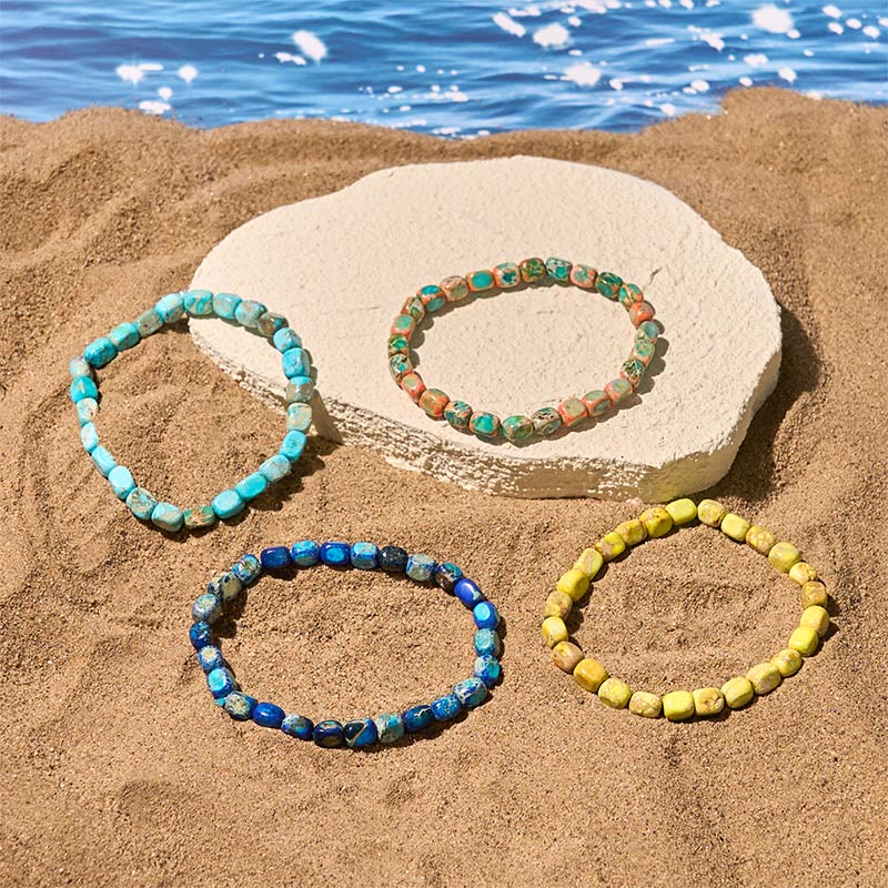 Nimara Ritual Natural Colorful Emperor Stone Oval Square Beads Anti-stress Bracelet