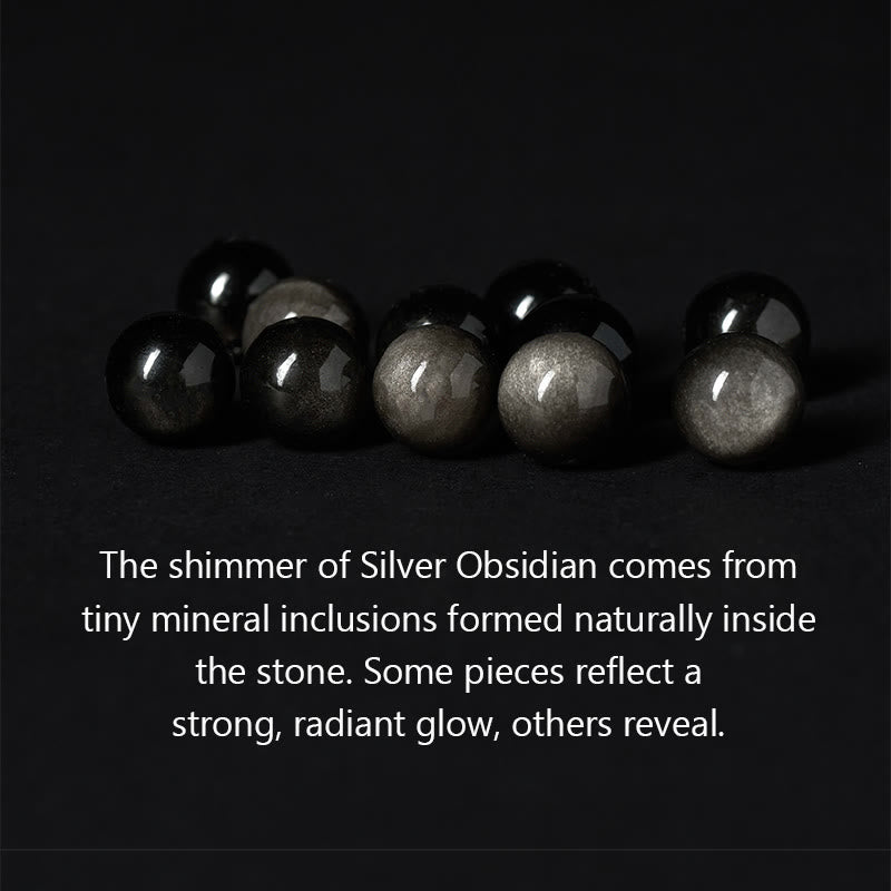 Nimara Ritual Silver Sheen Obsidian Blue Tiger Eye Black Onyx Five Elements Protection Bracelet