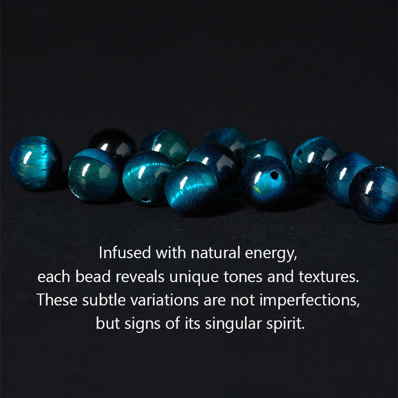 Nimara Ritual Natural Blue Tiger Eye Om Mani Padme Hum Strength Bracelet