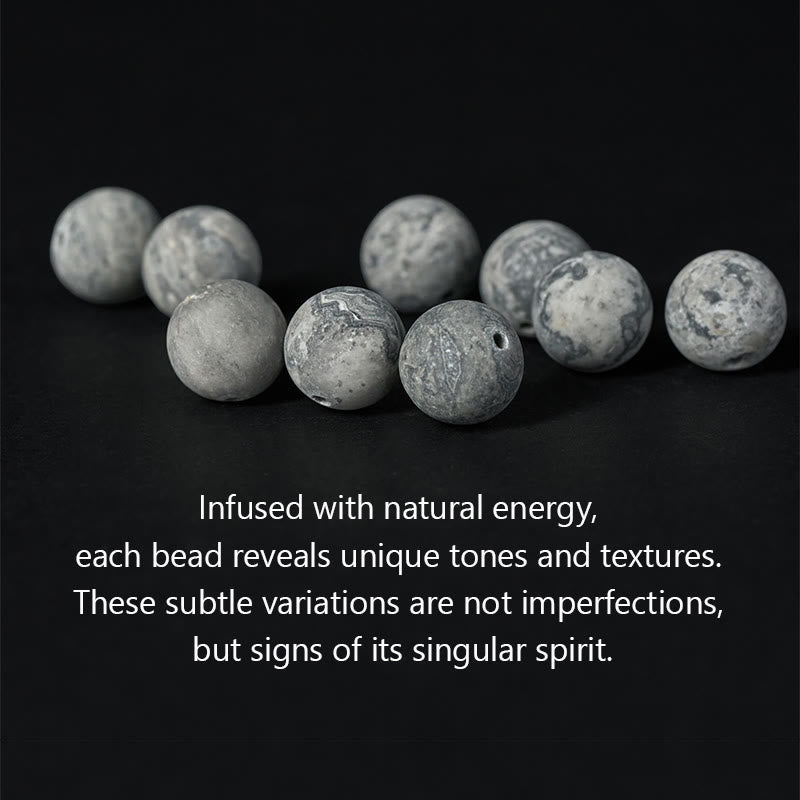Nimara Ritual Natural Grey Jasper Kambamba Jasper Tiger Eye Om Mani Padme Hum Protection Bracelet