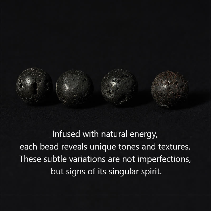 Nimara Ritual Silver Sheen Obsidian Lava Rock Grey Jasper Om Mani Padme Hum Vajra Soothing Bracelet