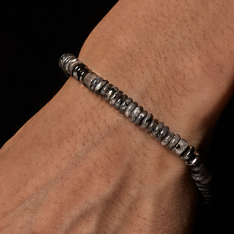 Nimara Ritual Small Black Obsidian Green Aventurine Grey Jasper Tiger Eye Strength Rope Bracelet