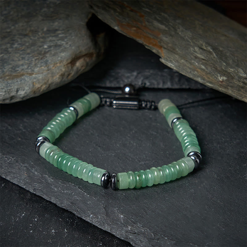 Nimara Ritual Small Black Obsidian Green Aventurine Grey Jasper Tiger Eye Strength Rope Bracelet