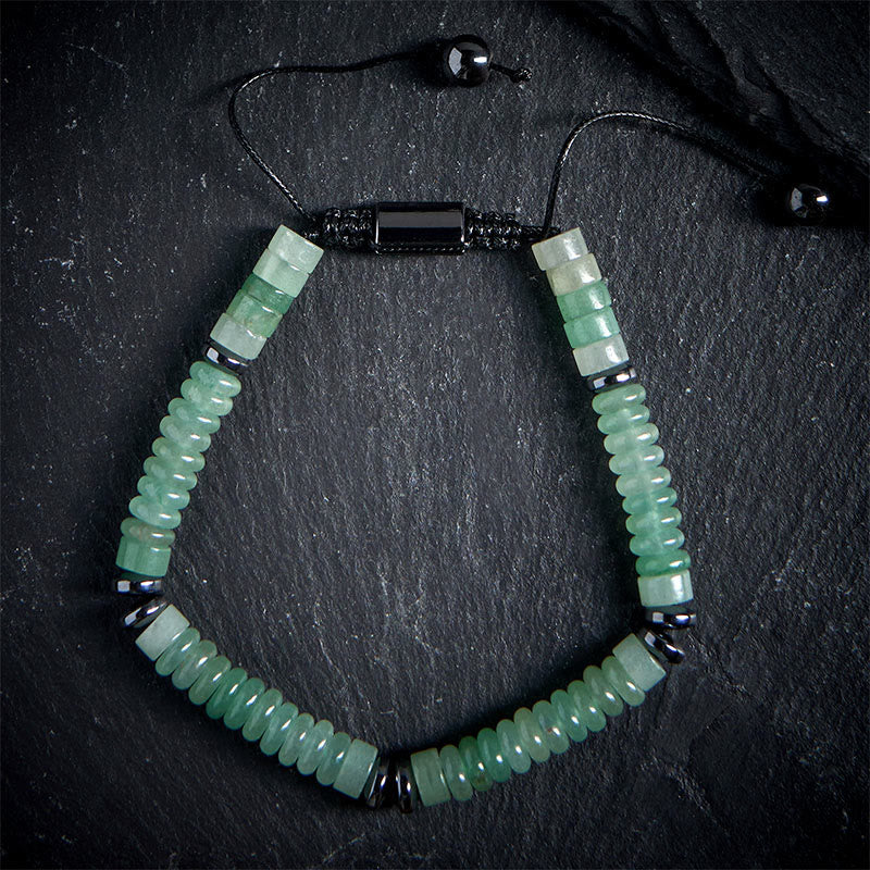 Nimara Ritual Small Black Obsidian Green Aventurine Grey Jasper Tiger Eye Strength Rope Bracelet