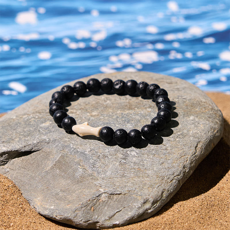 Nimara Ritual Natural Agate Stone Shark Wisdom Bracelet